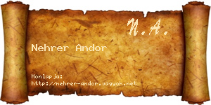 Nehrer Andor névjegykártya